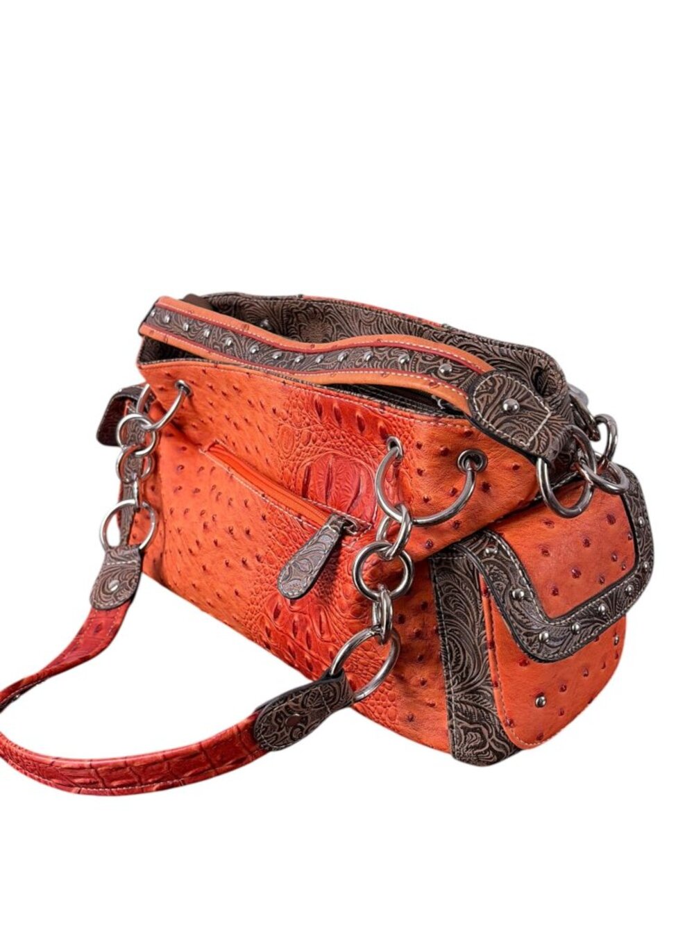 Vintage Blazin Roxx Cowgirl Purse Orange Pink Turquoise Rhinestone Cross - Picture 4 of 16